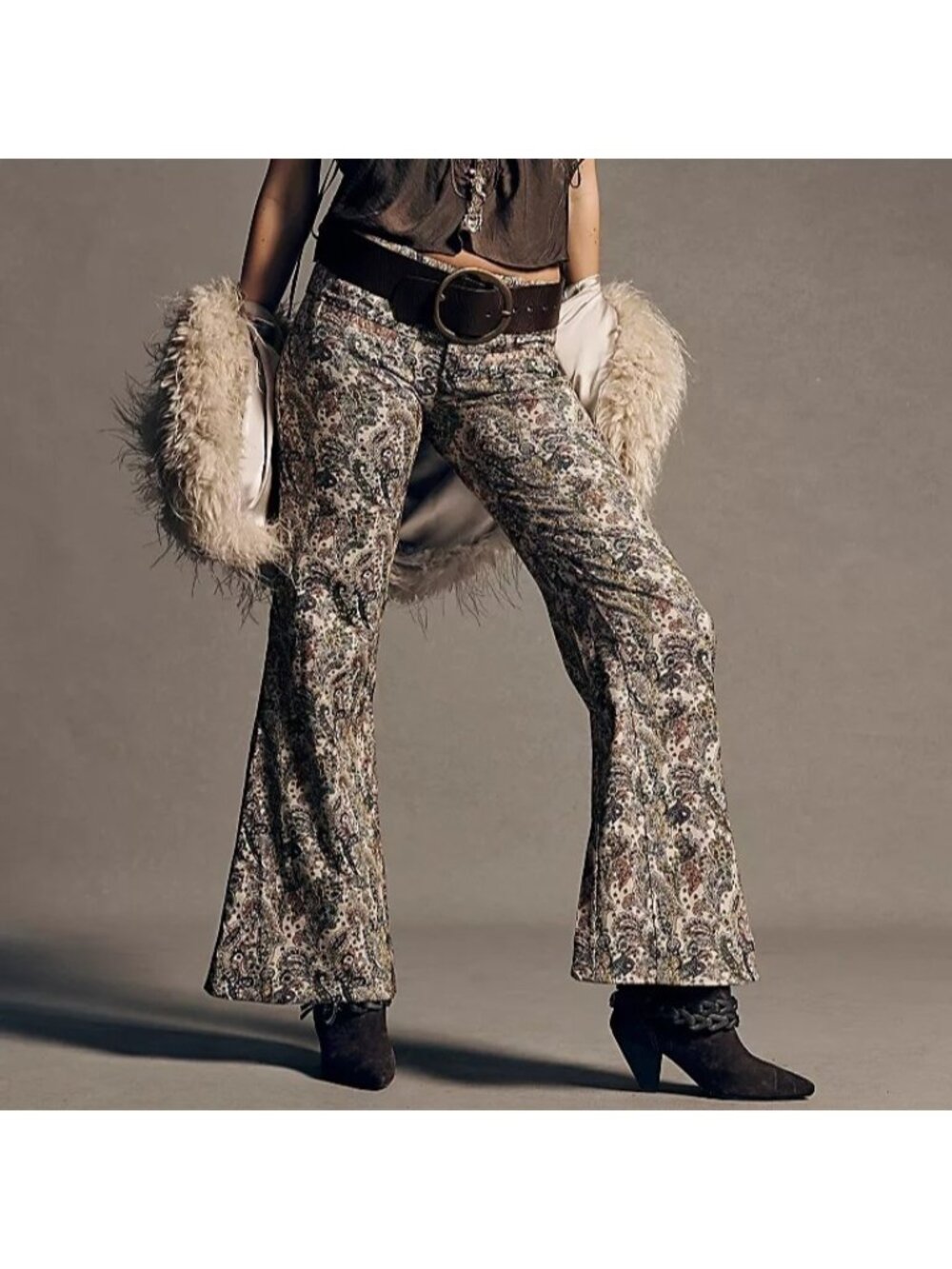 Free People Aster Jacquard Flare Pants Vintage Paisley Cosplay Tapestry Womens 4